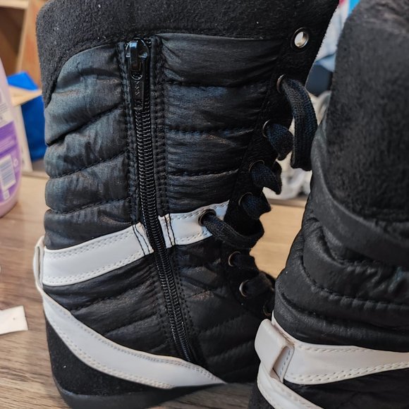 Spring boots lace and zip black with white stripe women's or youths' size 36 - Picture 5 of 10